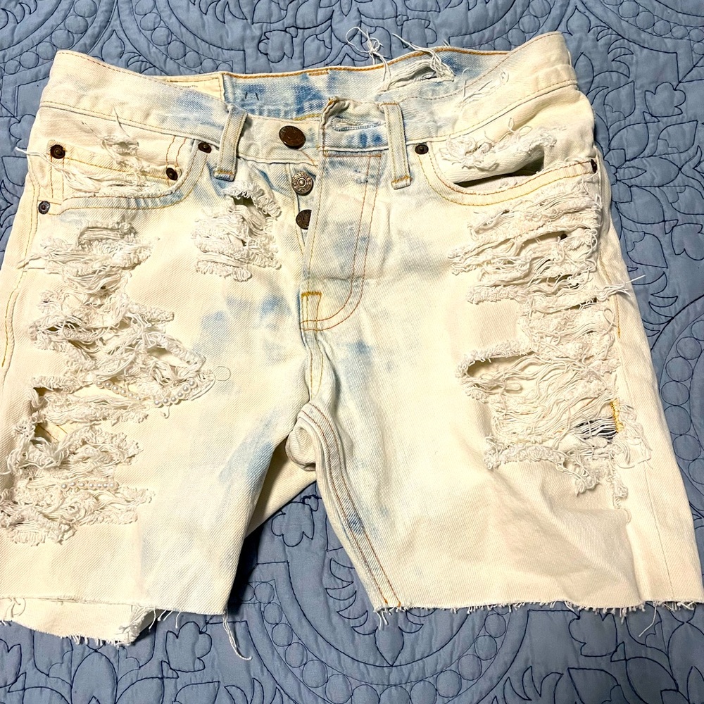 2/$25 Hollister destroyed denim shorts, tie dye size 28